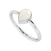 freshwater cultured pearl pear cab stackable bezel-set ring
